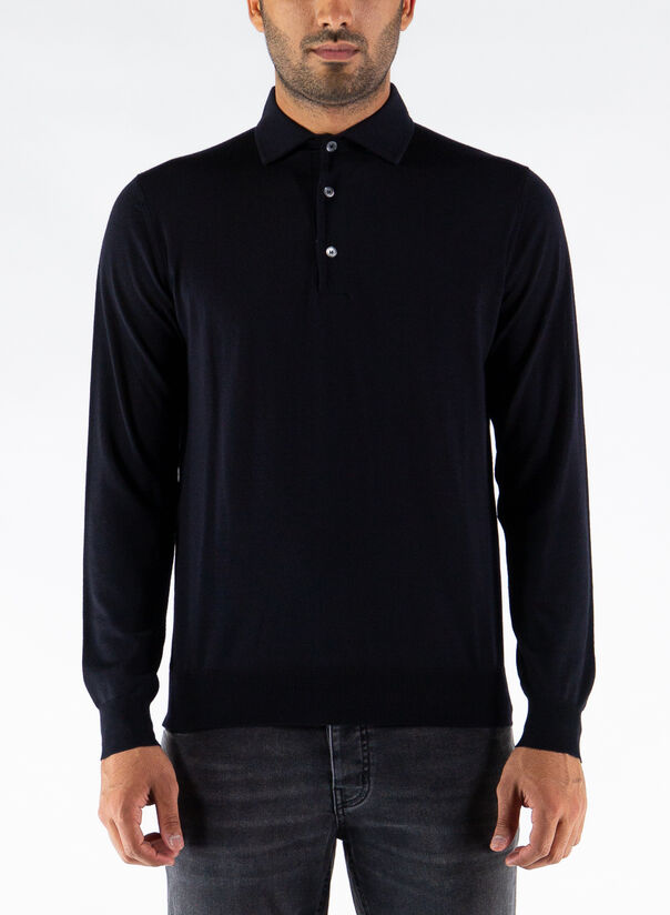 POLO A MANICHE LUNGHE, 008NAVY, large