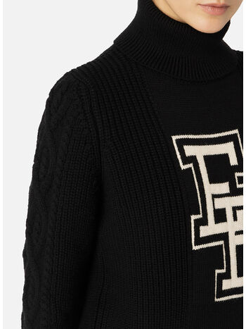 MAGLIONE DOLCEVITA COLLEGE, 685 NERO/BURRO, small