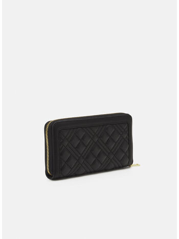 PORTAFOGLIO TRAPUNTATO ZIP AROUND, 000 NERO, small