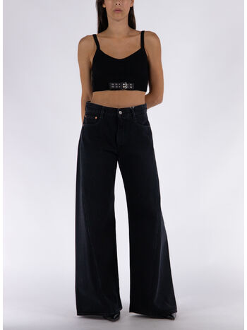 CROP TOP IN MAGLIA STRETCH BIKER BUCKLES, A0555, small