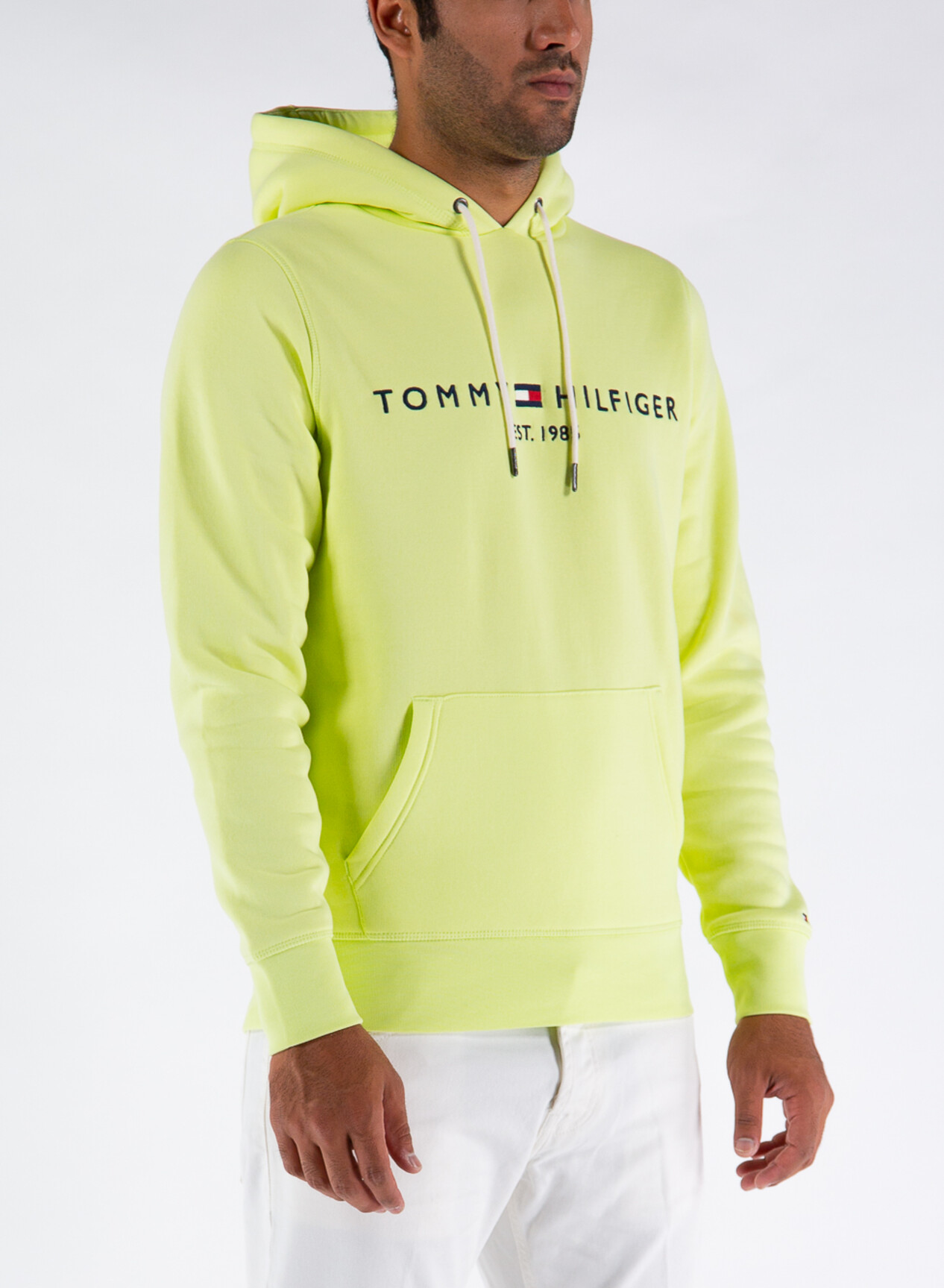 TOMMY HILFIGER FELPA FLEX CON CAPPUCCIO E LOGO Giallo Uomo | Selecteur