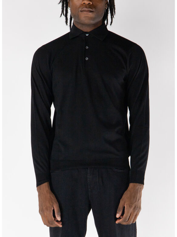 POLO A MANICHE LUNGHE, 990 NERO, medium