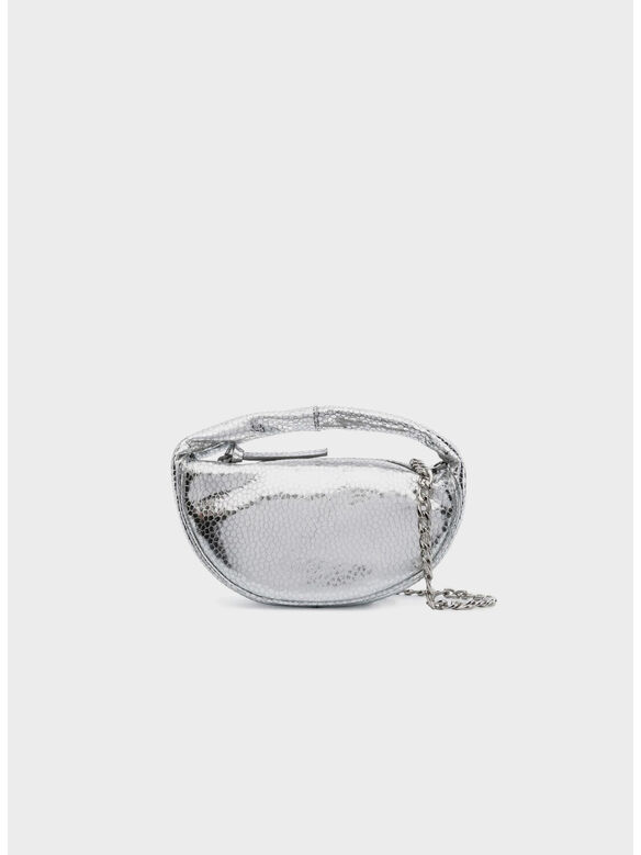 BORSA BABY CUSH SILVER FLAGSTONE LEATHER, SV SILVER, medium