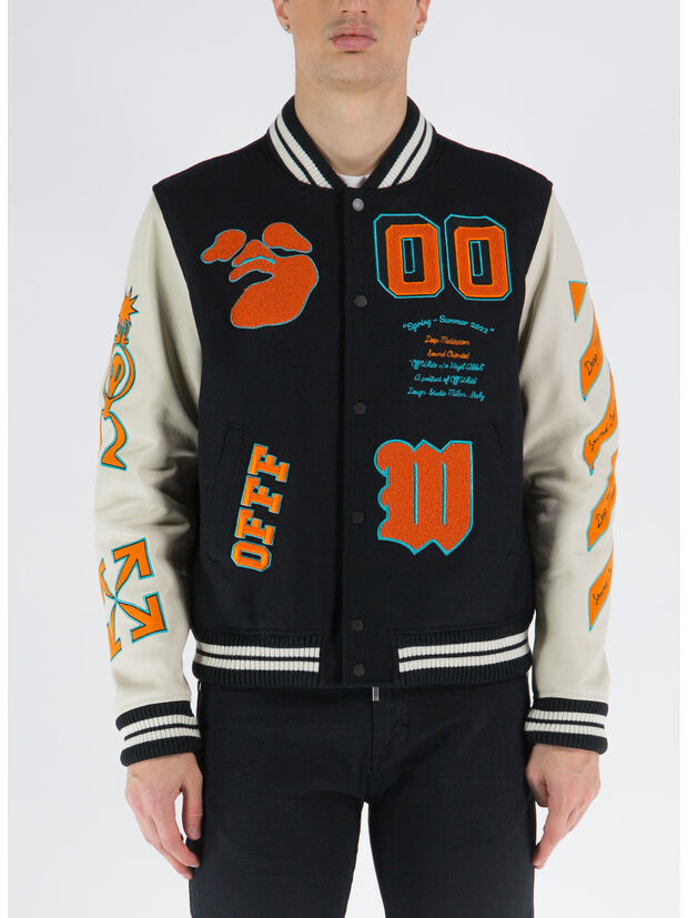 GIACCA VARSITY IN PELLE, 1020BLACKORAN, large