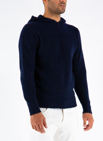 MAGLIONE CON CAPPUCCIO, 880NAVY, small