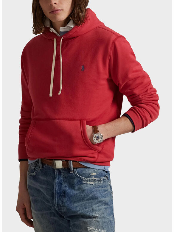 FELPA HOODIE CON LOGO, SUNRISE RED, medium