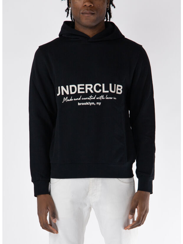 FELPA HOODIE CON STAMPA GRAFICA, NERO, large