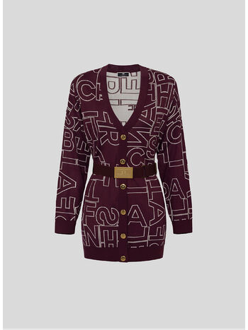 CARDIGAN CON LETTERING LOGO, CI8 ROUGE NOIR/BURRO, small