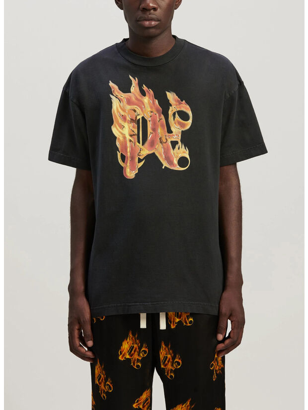 T-SHIRT BURNING MONOGRAM, 1076 BLACK GOLD, large