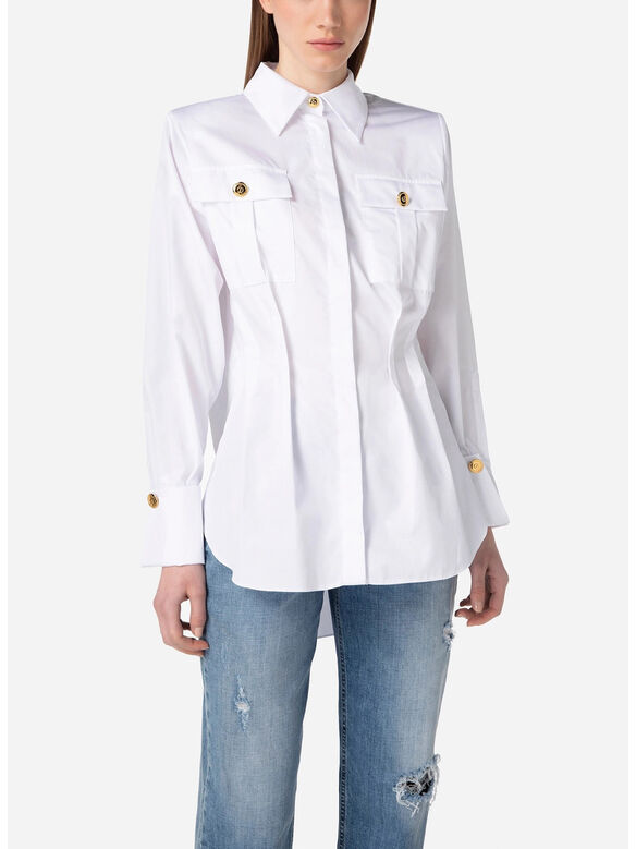 CAMICIA OVER IN POPELINE, 100 BIANCO, medium