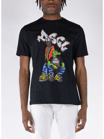 T-SHIRT GIROCOLLO CON STAMPA, NERO, small