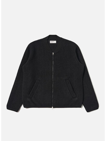 GIUBBOTTO RUST WOOL FLEECE ZIP BOMBER, BLACK, small