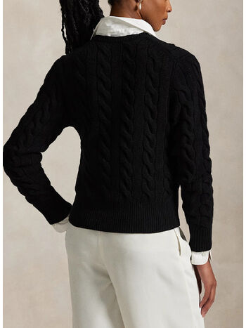 CARDIGAN A TRECCE IN LANA E CASHMERE, POLO BLACK, small