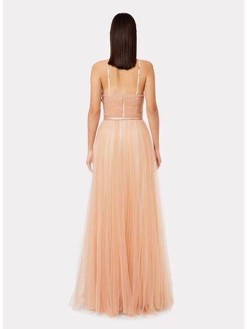 ABITO RED CARPET IN TULLE CON CINTURA, 181 CARNE, small