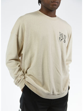 FELPA PA MONOGRAM LINEN CREWNECK, 6110 BEIGE BLACK, small