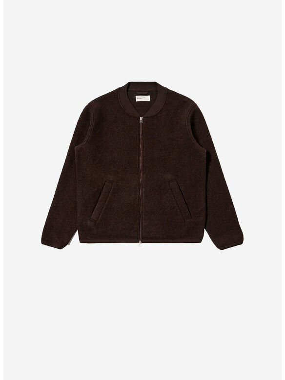 GIUBBOTTO RUST WOOL FLEECE ZIP BOMBER, BROWN, medium