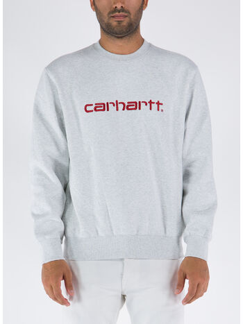 FELPA CON LOGO RICAMATO, 10GXX ASH HEATHER/ROCKET, small