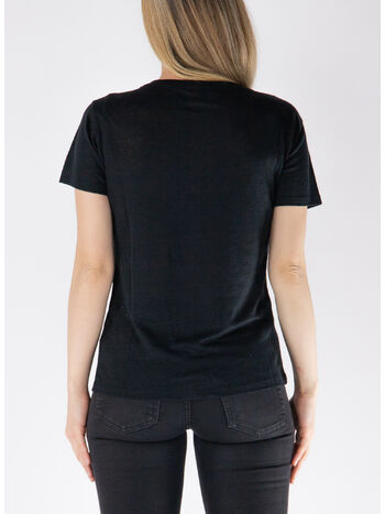 T-SHIRT ELOISE CON SCOLLO A V IN JERSEY DI LINO, 00107H 00 EMB, small