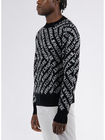 MAGLIONE CON LOGO MONOGRAMMA ALL OVER, A0E BLACK/WHITE, small