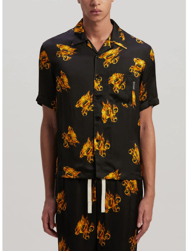 CAMICIA BURNING MONOGRAM, 1076 BLACK GOLD, large