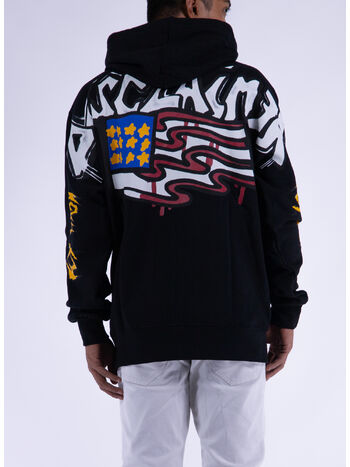 FELPA HOODIE CON STAMPA SUL RETRO, NERO, small