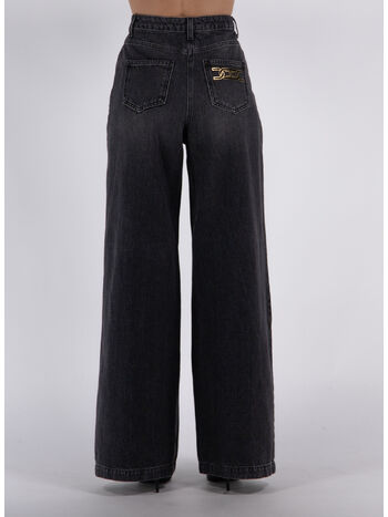 JEANS PALAZZO CON RICAMO IN VELLUTO, , small