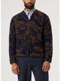 CARDIGAN STUDIO FLEECE, NAVY/BROWN, thumb