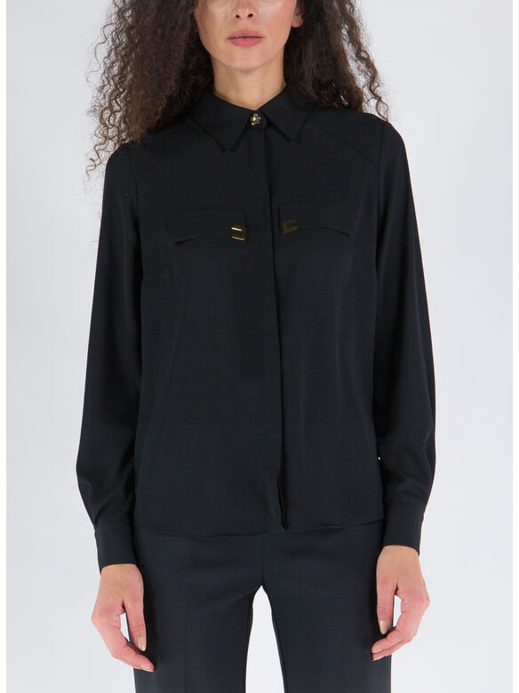 CAMICIA IN GEORGETTE, 110 NERO, medium