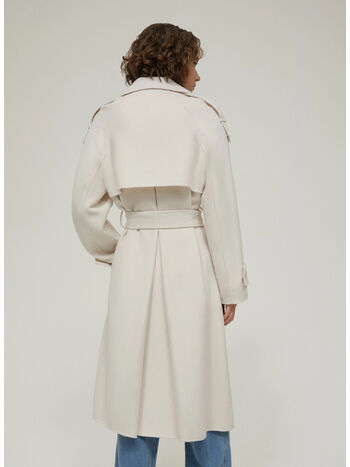 TRENCH IN BLEND DI LANA DOUBLE, 001 AVORIO, small