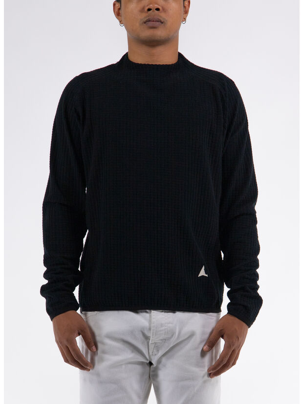FELPA GRID MOCKNECK, BLK0001 BLACK, large