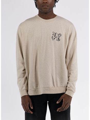 FELPA PA MONOGRAM LINEN CREWNECK, 6110 BEIGE BLACK, small