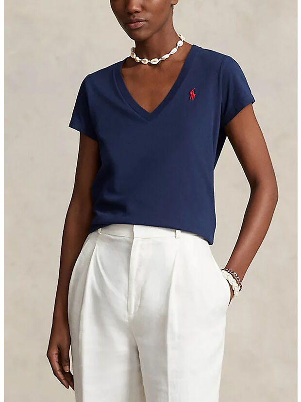 T-SHIRT CON SCOLLO A V, CRUISE NAVY, large
