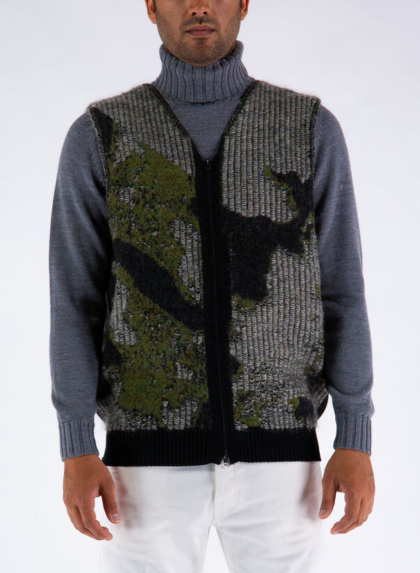 GILET CAMO KNIT VEST, MULTCO, large