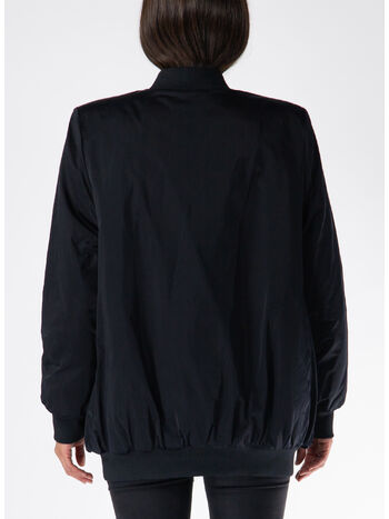 GIACCA BOMBER SATIN CON LOGO, 110 NERO, small
