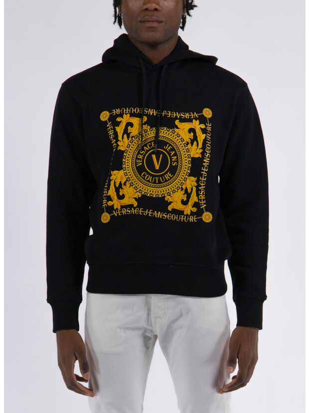 VERSACE JEANS COUTURE FELPA CON CAPPUCCIO V EMBLEM CHAIN Uomo