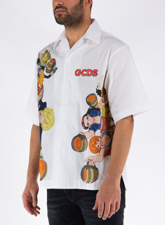 CAMICIA ONE PIECE STRAW HAT CREW BOWLING, 01WHITE, small