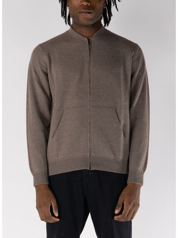 CARDIGAN CON CHIUSURA A ZIP, 920 TORTORA, medium