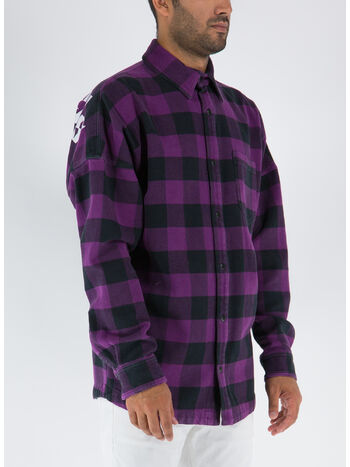 CAMICIA A QUADRI CON LOGO CURVED, 3701 PURPLE WHITE, small