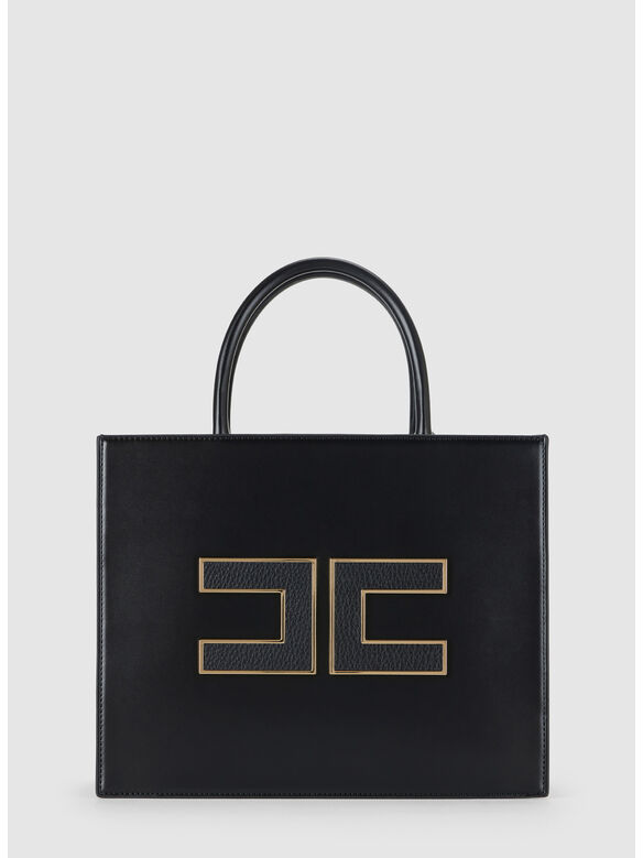BORSA TOTE GRANDE CON LOGO, 110 NERO, medium