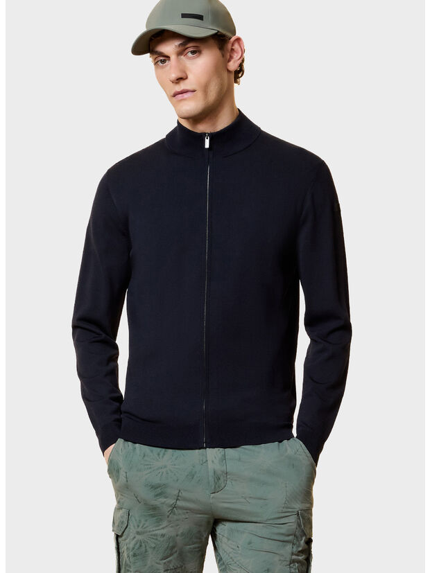 MAGLIONE MAXELL FULL ZIP KNIT, 60 BLUE, large