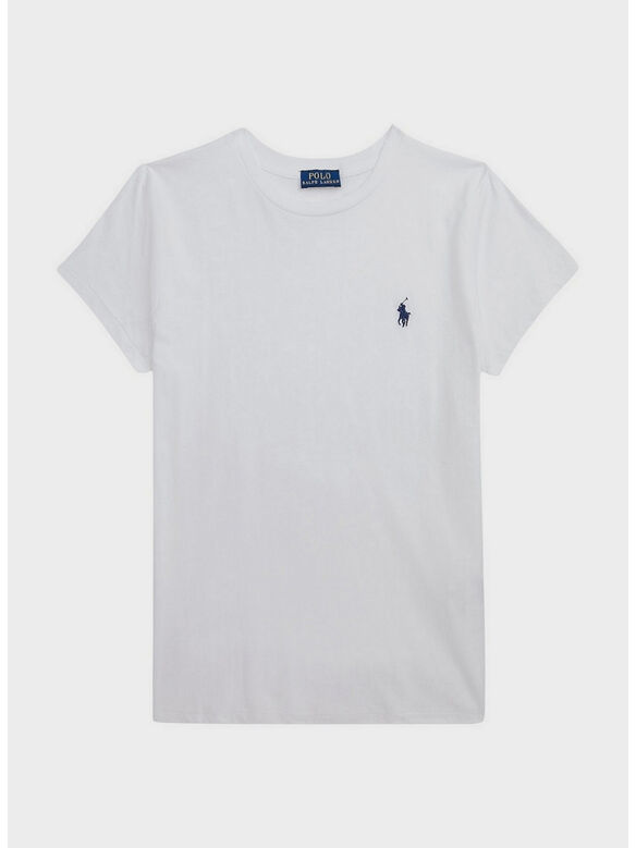 T-SHIRT GIROCOLLO IN JERSEY DI COTONE, WHITE, medium