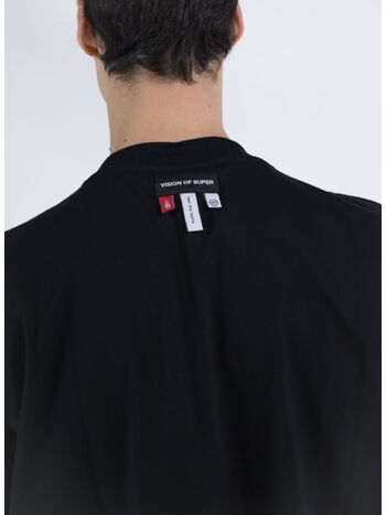 T-SHIRT WITH BLUE FLAMES, BLACK, small