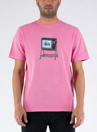 T-SHIRT ROLLING TV PIG. DYED, PINK, small