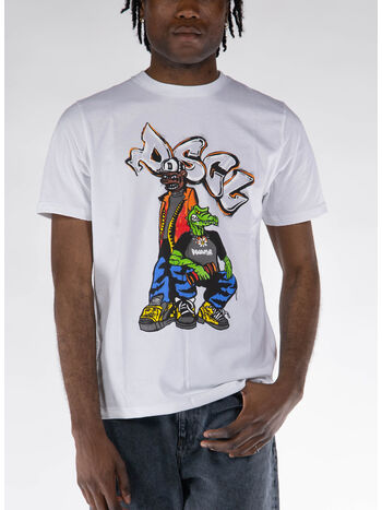 T-SHIRT GIROCOLLO CON STAMPA, BIANCO, small