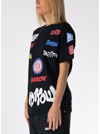 T-SHIRT FAKE PATCH UNISEX, 110 NERO/BLACK, small