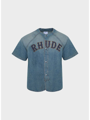 CAMICIA DENIM BASEBALL, 1305 DARK INDIGO 1305, small