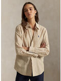 CAMICIA IN COTONE E LINO CLASSIC-FIT, CLASSIC CAMEL/WHITE, thumb
