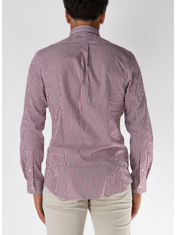 CAMICIA A RIGHE CON LOGO, 4655B WINE/WHITE, small