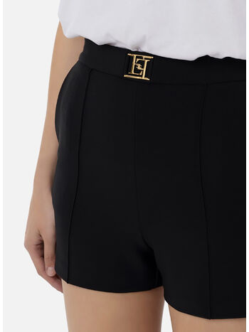 SHORT IN CRÊPE CON PLACCA LOGO, 110, small
