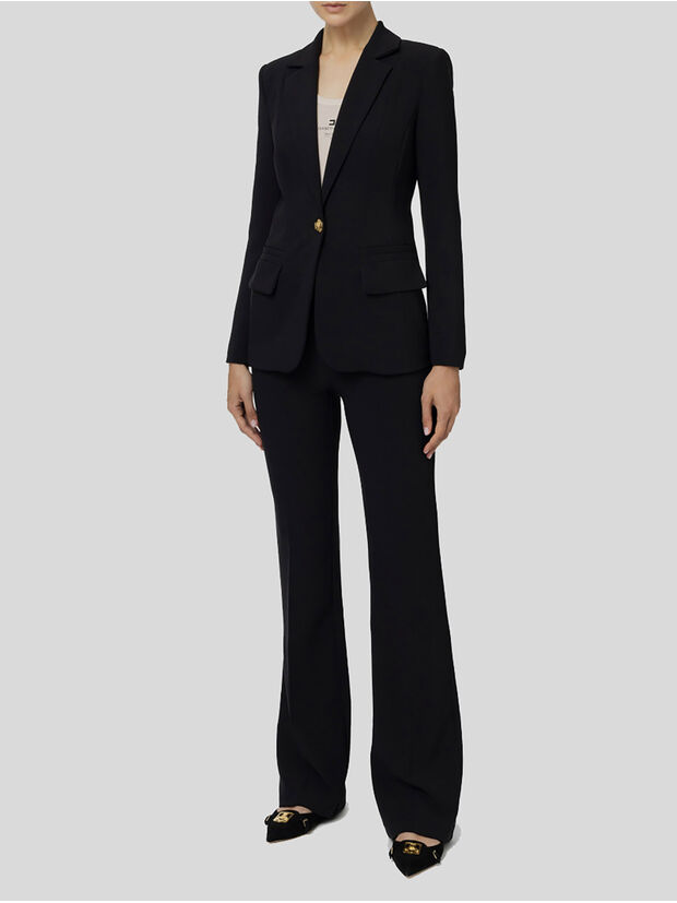 COMPLETO TAILLEUR CON GIACCA SFIANCATA E PANTALONE DRITTO, 110 NERO, large